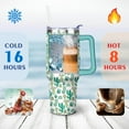 thumbnail image 4 of 40oz Desert Green Cactus Flower Stainless Steel Flip Straw Tumbler Spill Proof Travel Cup Double Wall Vacuum Insulated Coffee Mug with Top Handle, 4 of 6