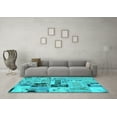 thumbnail image 3 of Ahgly Company Indoor Round Patchwork Turquoise Blue Transitional Area Rugs, 6' Round, 3 of 4