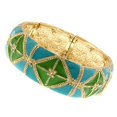 thumbnail image 2 of 2028 Gold-Tone Turquoise And Green Wide Enamel Stretch Bracelet, 2 of 3