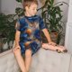 thumbnail image 4 of Fotbe Elegant Blue Gold Blooms Pijama Estampada de 2 Piezas para Niños – Ropa de Dormir de Manga Corta Cómoda para Niños y Niñas, Camiseta y Shorts de Algodón-Medium, 4 of 6