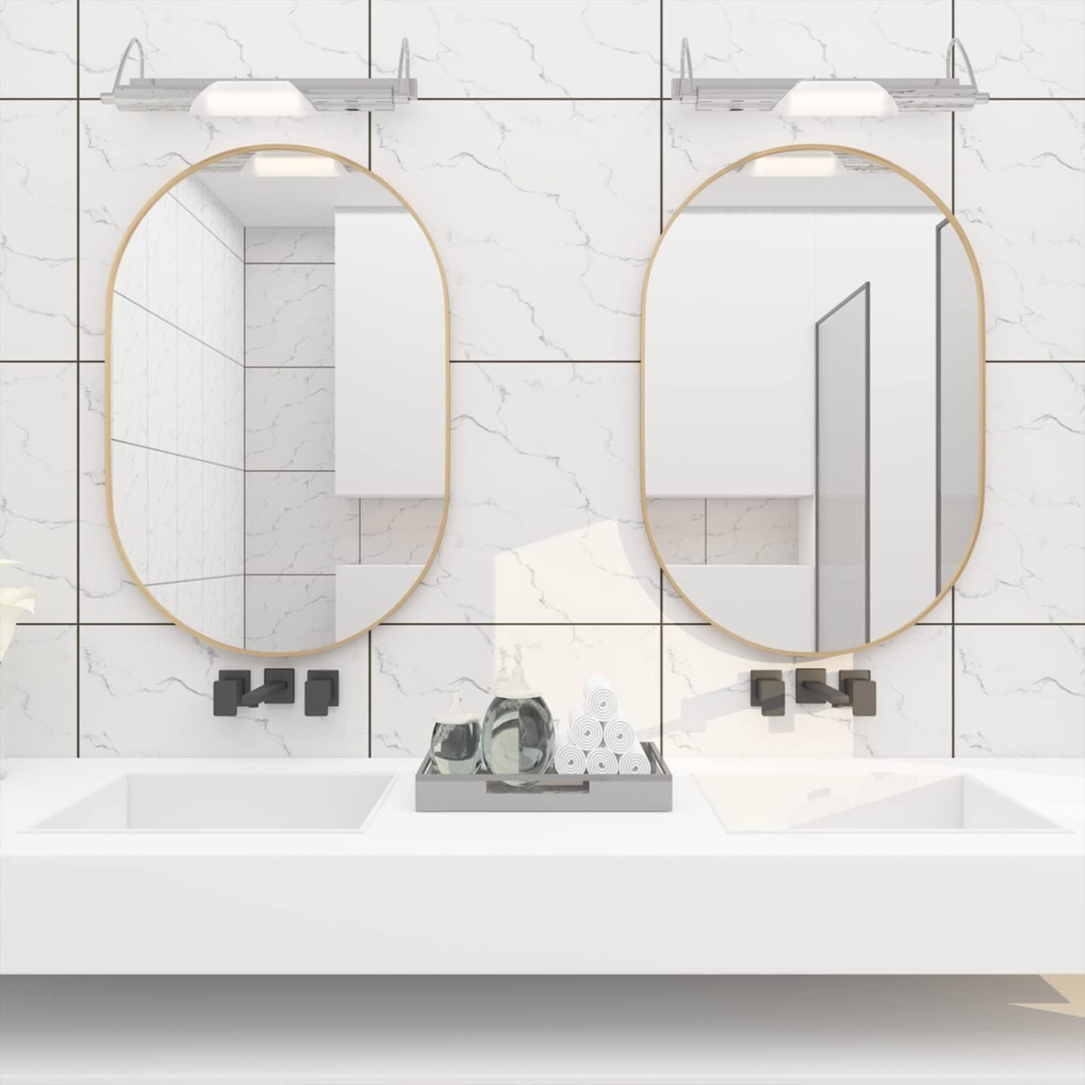 Noble House 20"x28" Oval Metal Wall Mirror, Vanity Mirror for Bathroom, Bedroom & Living Room, Gold