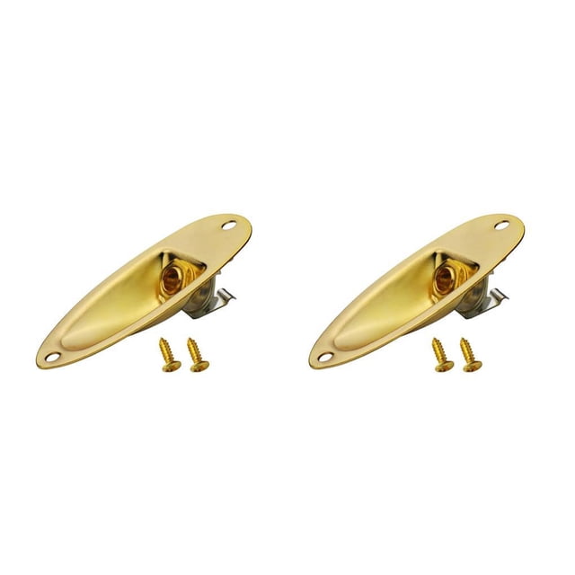 Eigraketly Placa de conector para Guitarra de barco, pastilla de Guitarra de 6,35mm, conector de entrada de salida 1/4 para Stratocaster, oro 2piezas