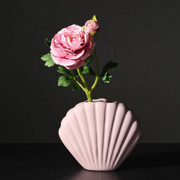 Jarrón en apariencia de concha, jarrón de cerámica, jarrones de cerámica para decoración para hogar moderno, jardinera para jardineras de rosa perfecl florero creativo