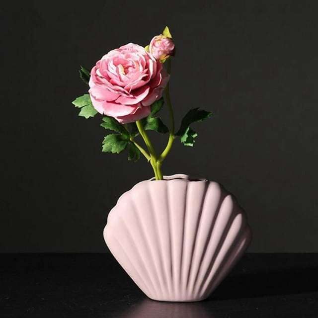 Jarrón en apariencia de concha, jarrón de cerámica, jarrones de cerámica para decoración para hogar moderno, jardinera para jardineras de rosa perfecl florero creativo