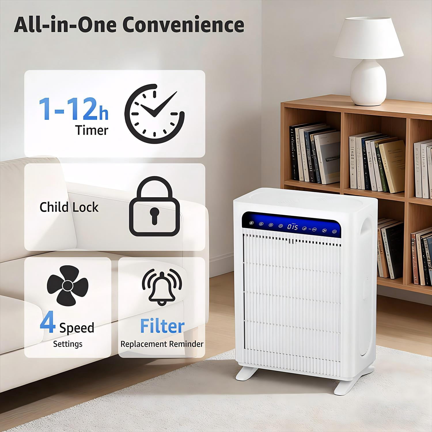 Air Purifier, HEPA Air Purifier for Home Large Room Up to 1695 ft² in 1 Hr, Dual H13 Filters with 99.97% Filtration, PM2.5 Monitor, Ultra-Quiet, Multi-Mode for Dust, Pet Odor & Allergies