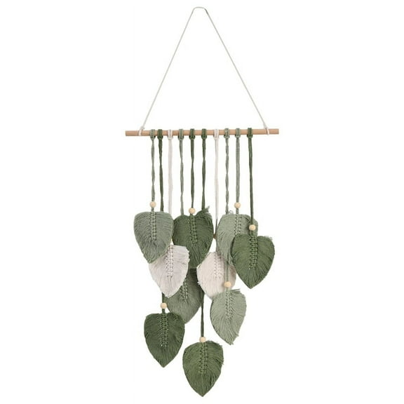 Leaf Macrame Wall Hanging Boho Room Home Decor Woven Aesthetic Wall Tapestry Home Room Wedding Decoration Green