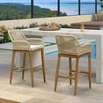 thumbnail image 3 of PURPLE LEAF Outdoor 29" Bar Stools Set of 2, Outdoor and Indoor, Garden, Patio Bar Height Chair with Cushion, Teak, 3 of 9