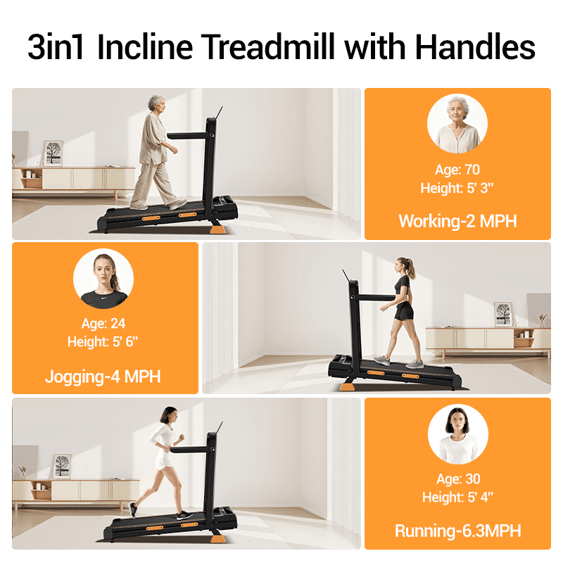 ROBORE Walking Pad with 16% Incline, 6.3MPH Treadmill for Home Office, 2.5 HP Under Desk Treadmill with LED Display & Remote Control, 300lbs Capacity