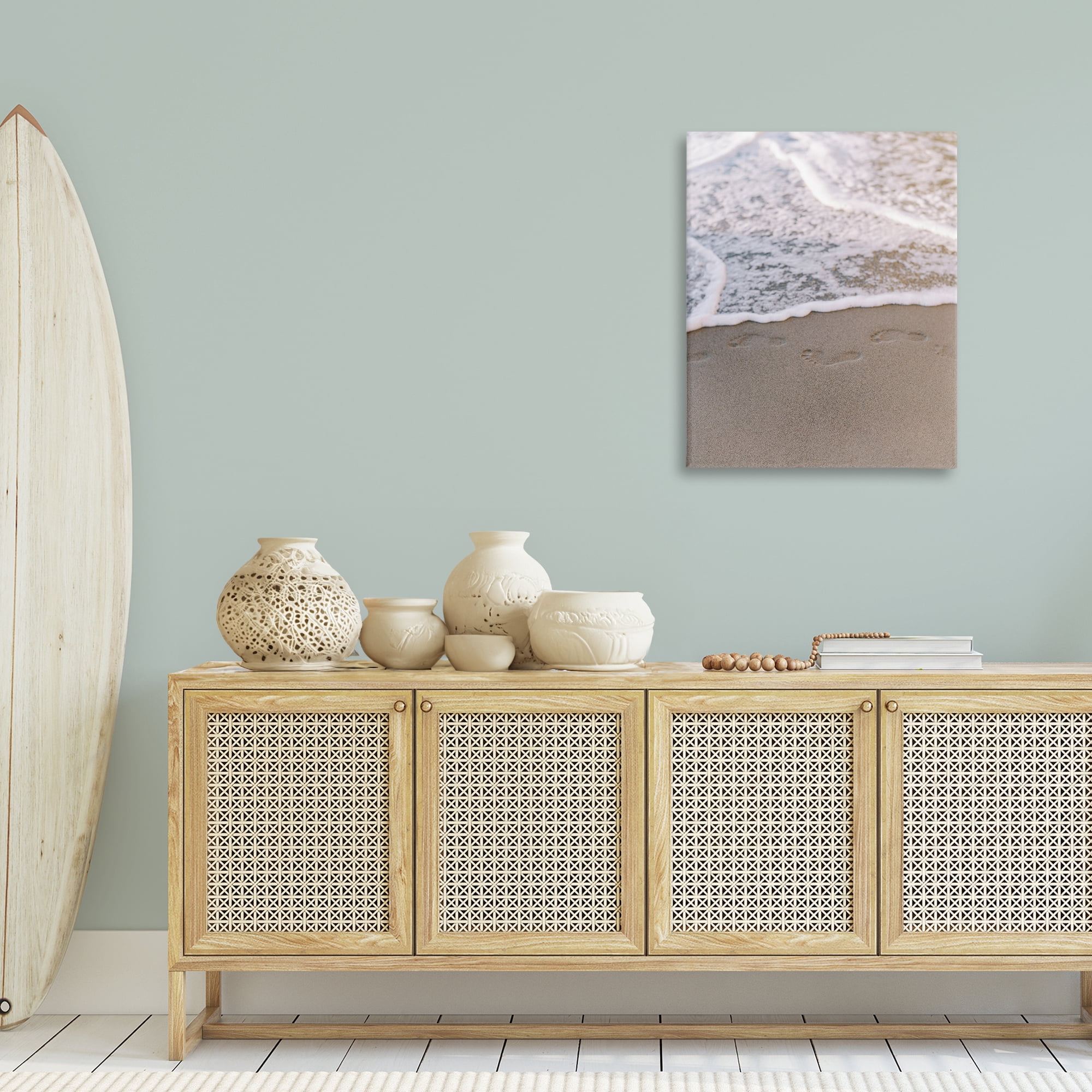 Stupell Industries Ocean's Edge Footprints Coastal Photography Gallery Wrapped Canvas Art Print Wall Art, 24 x 30