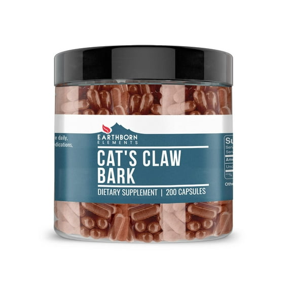 Earthborn Elements Cat's Claw Bark 200 Capsules, Pure & Undiluted, No Additives