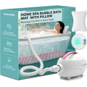SereneLife Bubble Bath Mat – Portable Spa with Adjustable Intensity, Waterproof LED Light, Pillow & Remote Control for Ultimate Relaxation (Pink)