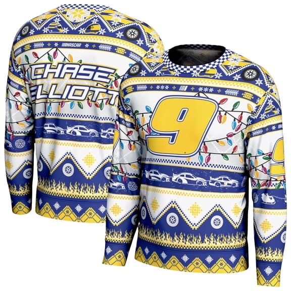 Youth ProSphere White Chase Elliott Holiday Sweatshirt