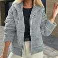 thumbnail image 2 of UAMVSH Womens Oversized Sherpa Hoodie for Winter Warm Fuzzy Fleece Hooded Sweatshirt with Pockets Plush Full Zipper Jacket Coat(X-Large,Gray), 2 of 6
