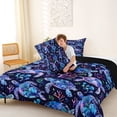 thumbnail image 4 of jejeloiu Galaxy Sea Turtle Print Full Size Comforter Sets,Watercolor Coral Pattern Bedding Comforter Set For Boys,Blue Purple,Black Reversible,3-Piece,1 Comforter and 2 Pillowcases, 4 of 7
