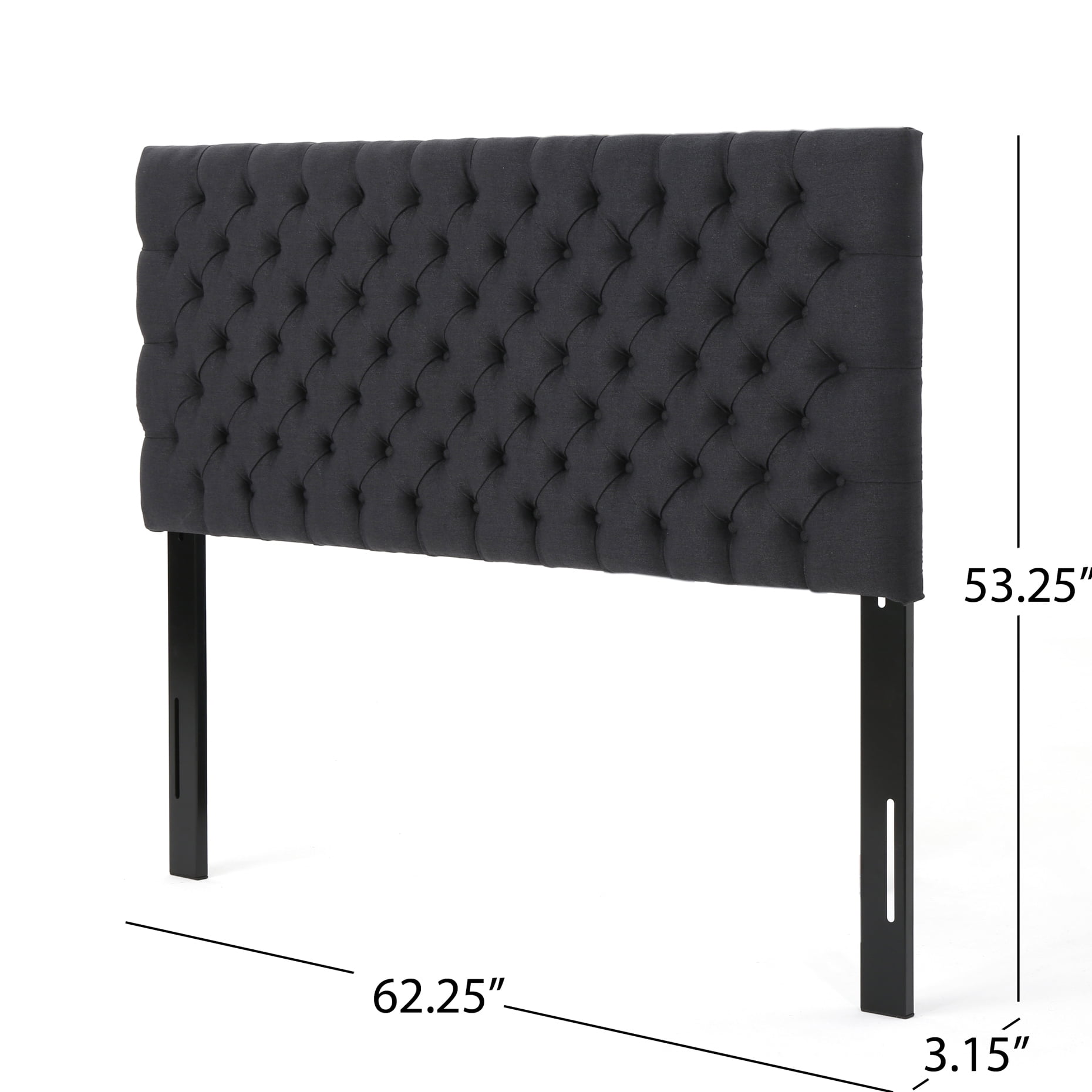 Upholstered Headboard In Charcoal Grey For Queen Bed, Fashion Forward Bed Grey, Upholstered, Graceful Look
