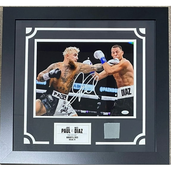 Jake Paul Signed Autographed Framed 11x14 Photo w Piece of Fight Ring Mat JSA