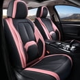 thumbnail image 3 of Coverado Car Seat Covers Full Set, Premium Leather Seat Protectors with Lumbar Support, Waterproof Auto Cushions Universal Fit for Most Cars, Black & Pink, 3 of 9