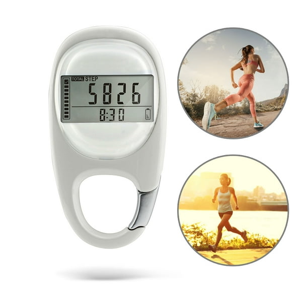Podómetro digital 3D simple Contador de pasos portátil para caminar con mosquetón para hombres, mujeres y mascotas