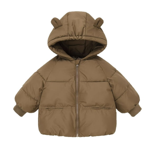 LUOGENLI Girls Jackets Size 8 Children's down Padded Jacket Autumn and Winter Thickened Baby Children Coat Padded Jacket Outerwear Hooded Bear Ears Girls Jackets Size 10-12 White 18-24 Months