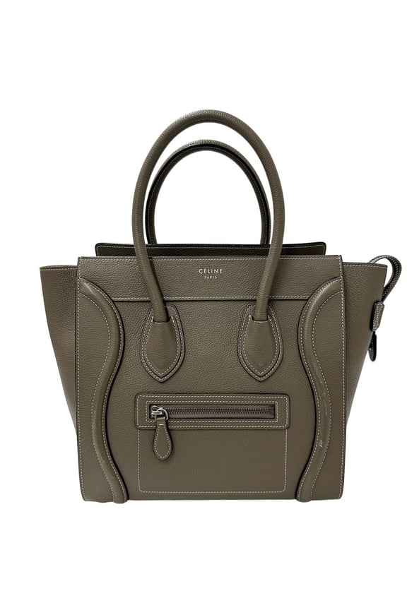 Pre-Owned Celine Women's Luggage Handbag Leather Micro Shopper in Greige (Fair)