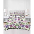 thumbnail image 2 of Quilts Twin Size Bedding Set, Purple Green Botanical Lightweight Quilted Comforter, Watercolor Spring Floral Summer Soft Reversible Bedspread Coverlet with Pillow Covers for All Season, 68" x 86", 2 of 7