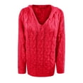 thumbnail image 2 of Manxivoo Oversized Sweater Women Fashion Loose Large Size Solid Color Hood Long Sleeves Sweater Tops Fall Sweaters Red, 2 of 5