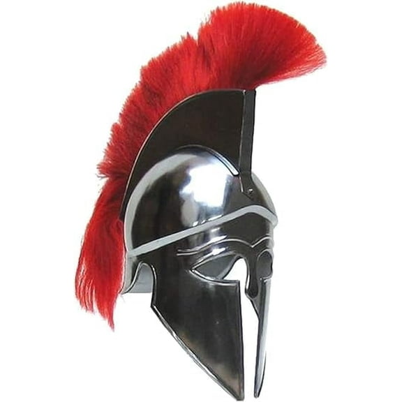 THOR INSTRUMENTS Black Greek Corinthian Helmet with Red Plume Rustic Vintage Home Decor Gifts