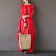 thumbnail image 3 of Robes Amples pour Femmes Grande Taille Manches Mi-Longues Col Rond Longueur Cheville Vestido Femme Mode Automne Décontracté Plage Fête Robe Blanc TG, 3 of 6