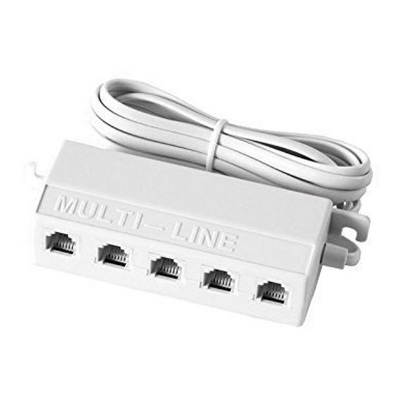 Multi Line Jack for 5 Phones With 6 Ft Cable White