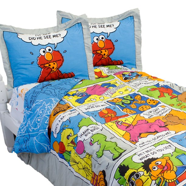 Store51 Llc 17180964 Sesame Street Full Bedding Set Elmo Comic Strip
