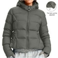 thumbnail image 5 of Ashirexll Womens Puffer Coats, Winter Coats for Women, Fall and Winter Solid Color Hooded Zipper Windproof Warm Coat, 5 of 7