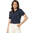 thumbnail image 1 of Blusa Camisa Camiseta de lunares de manga corta con cuello Peter Pan de verano para mujer Azul Marino S, 1 of 5