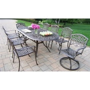 82 in. Oval 9 Pc Dining Table Set w Swivel Rockers - Mississippi