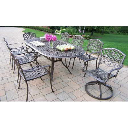 82 in. Oval 9 Pc Dining Table Set w Swivel Rockers - Mississippi