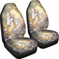 thumbnail image 3 of XYZCANDO White Horse and Floral Pattern Car Seat Covers for Woman Comfortable Car Front Seat Covers Non-Slip Elastic, for Sedan Van Auto, 3 of 10