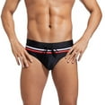 thumbnail image 6 of UTSJKR Men's Sexy Low Rise Swim Briefs Stripe Swimming Bikini Swimsuit Beach Shorts Men's Boxer Surfing Swimming Trunks Black L, 6 of 8