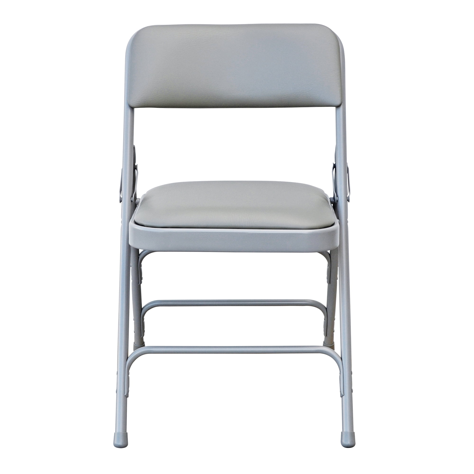 Rhino Vinyl Padded Metal Folding w/Triple Brace Quad Hinge Chair - Grey