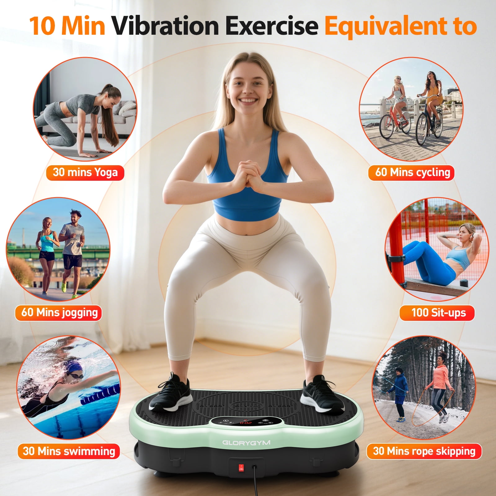 Anqdy Vibration Plate Exercise Machine Wellness-Focused Weight Loss Toning LCD Display Green