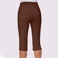thumbnail image 7 of Petite Capri Pants for Women 2026 Elastic Waist Drawstring Stretchy Summer Pant Side Split Casual Lounge Capris with Pocket Brown S, 7 of 7