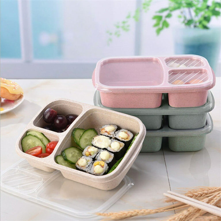 4 Pack Bento Lunch Box,3-compartment Meal Prep Containers,lunch Box For  Kids,reusable Food Containe