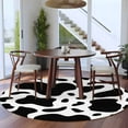 thumbnail image 4 of 5ft Round Rug, Black and White Non-Skid Rubber Backing Large Area Rugs - Living Room Bedroom Home Office, Farmhouse Cow Black White Indoor Floor Mat Carpets Washable Rug, 4 of 9