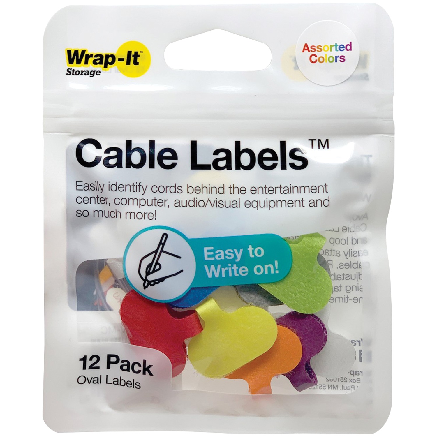 Wrapit Storage 412CLVMC Oval Cable Labels, 12Pack