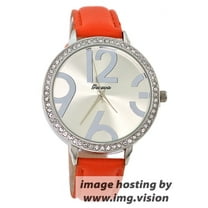 Ladies Dark Orange and Silver Tone CZ Clubbing Watch 46mm 12mm thick case.
