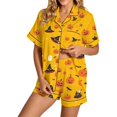 thumbnail image 4 of Halloween Pajamas Women Short Sleeve Button Top Matching Shorts 2026 Fall Cute Satin Pumpkin, 4 of 4