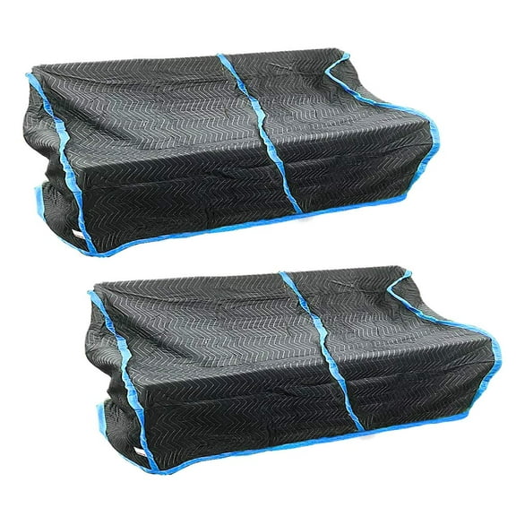 2 Pack Black Quilted Moving Storage Blanket for Sofa and Couch - 38"x108"x46" Polyester Reusable, and Washable Zig-Zag Stitching Furniture Moving Cover