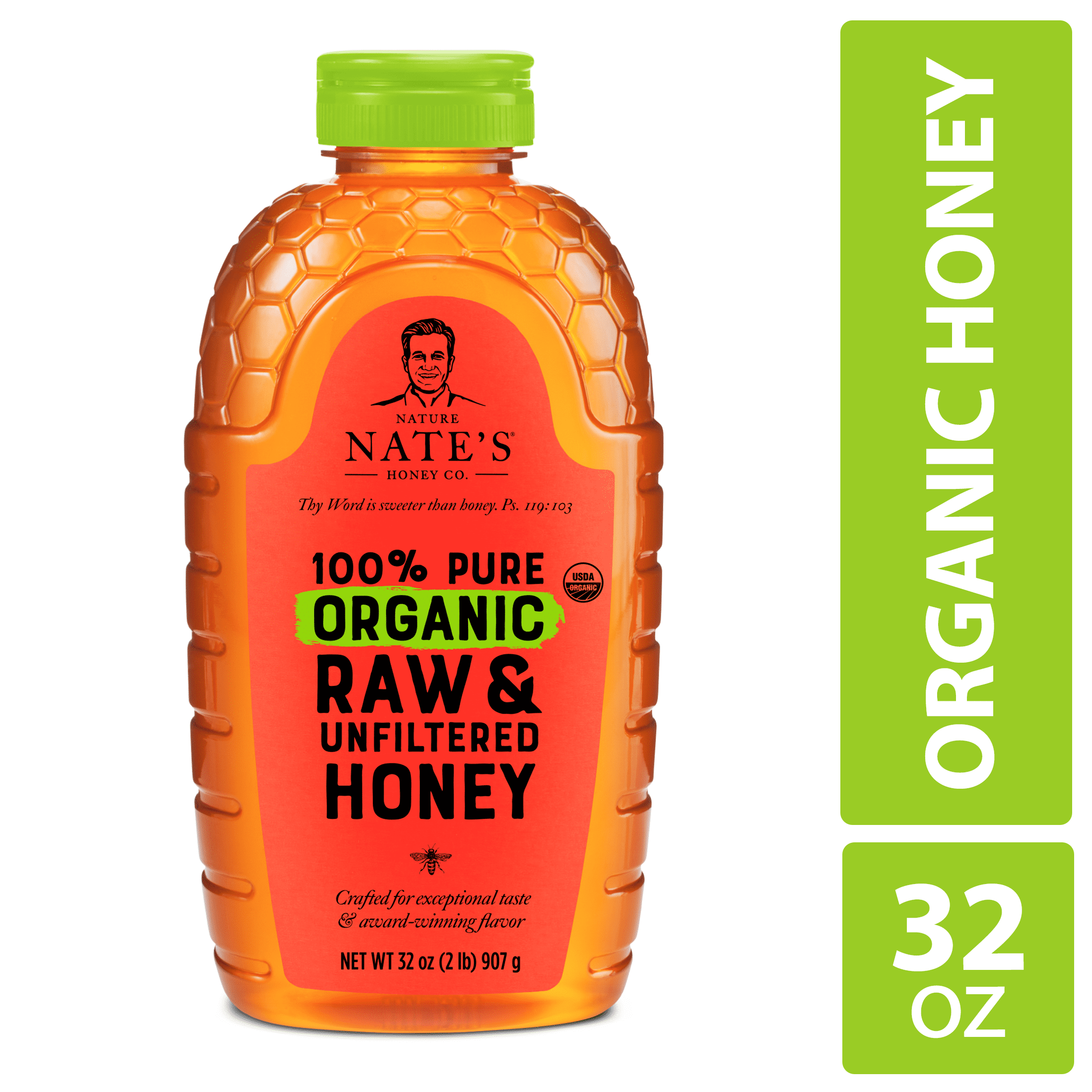 Nature Nate's Organic Honey: 100% Pure, Raw & Unfiltered Honey - 32 fl oz