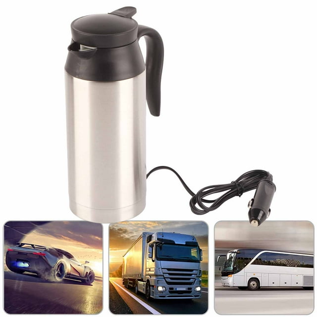 Tetera de Automóvil Eléctrico Portátil, 750 ml de Acero inoxidable Té de Café Eléctrico para Té de Calefacción de Agua 12V 12V