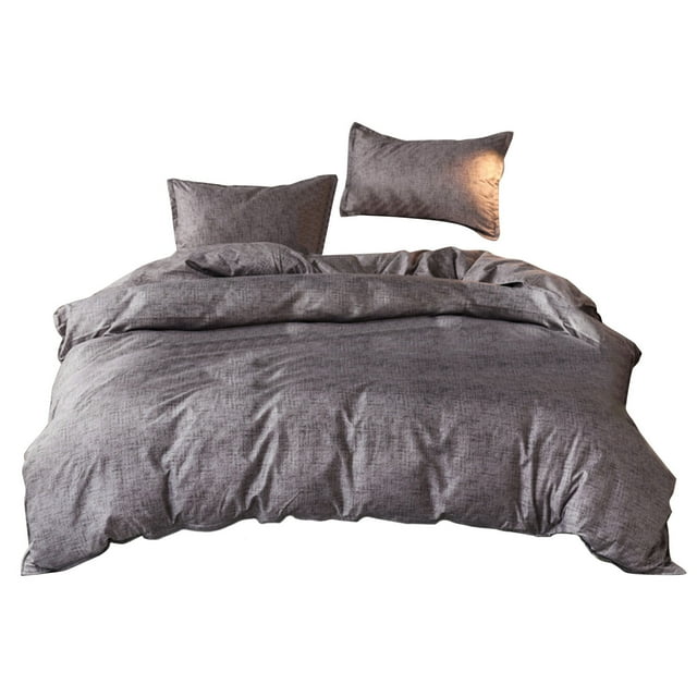 Wool Microfiber Duvet Cover Set with Buttons Closure, Soft Washed Bedding Comforter Cover with 2 Pillowcases, Gray, 135x200cm/53x79in (S)
