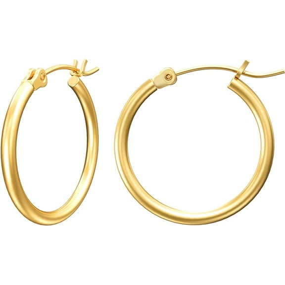 Gacimy Gold Hoop Earrings for Women 14K Real Gold Plated Hoops with 925 Sterling Silver Post