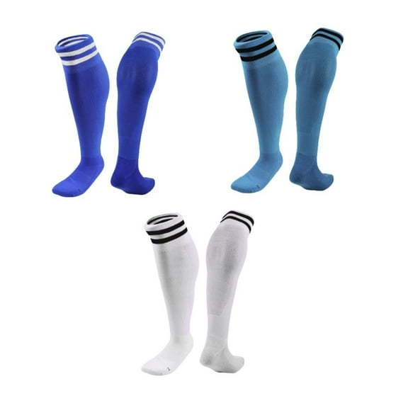 Lian LifeStyle 3 Pairs Knee High Sports Socks for Soccer, Softball, Baseball, Soccer, and Many Other Sports XL002 Size S Blue,LightBlue,White